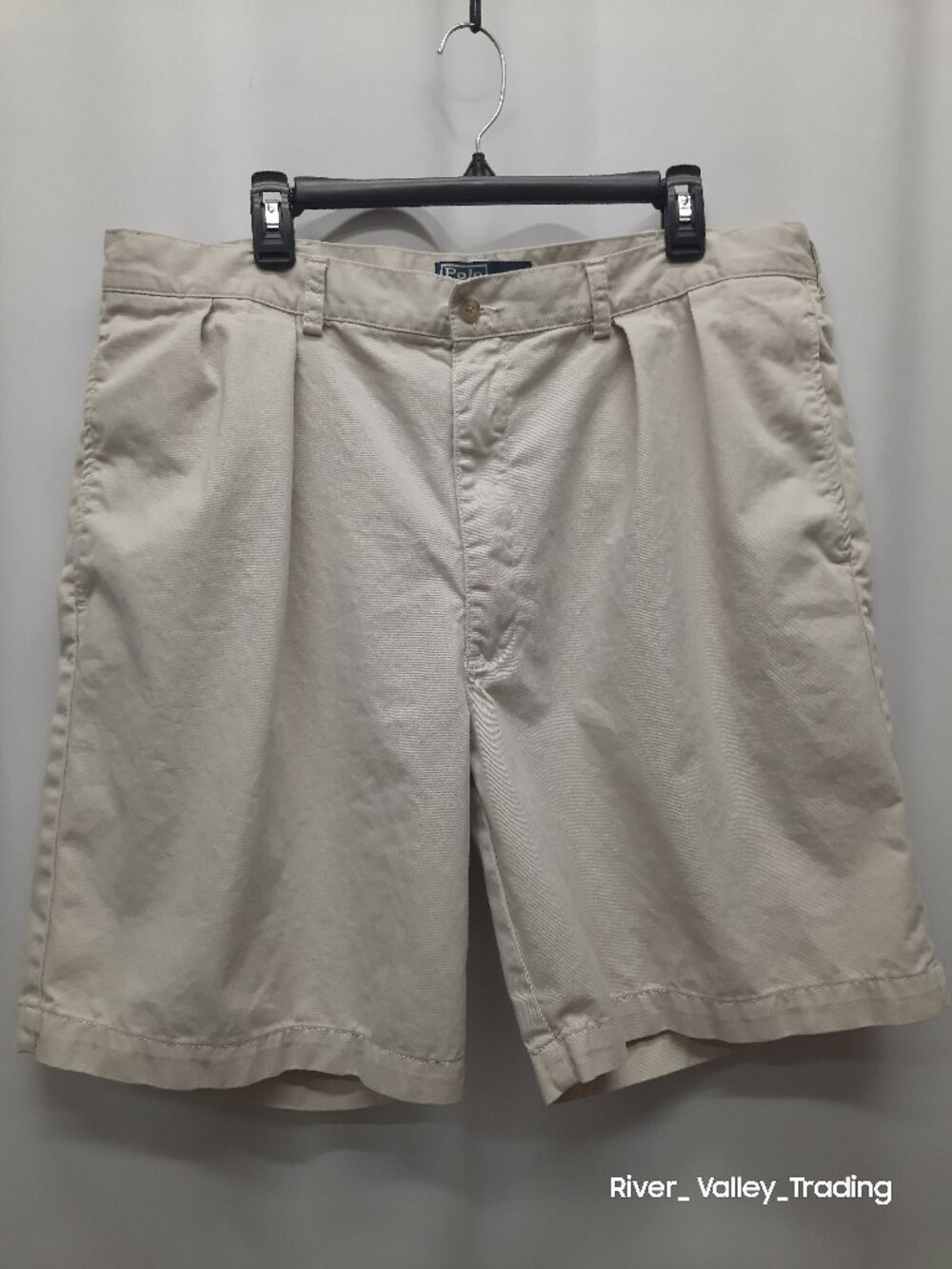 Polo Ralph Lauren Mens Tyler Short Size 40 Beige Pleated Classic Chino Casual